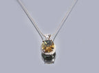 Handmade Sultanite Gemstone Necklace, Sterling Silver Pendant Surrounded by Zircons