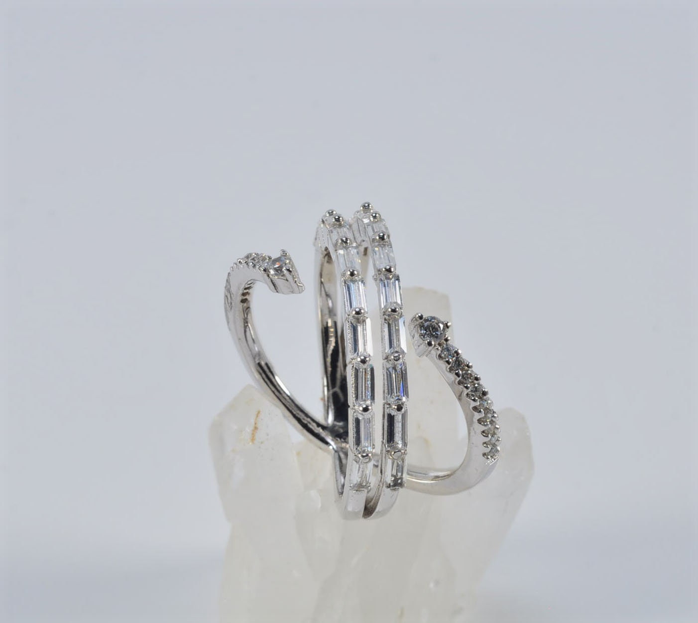 Handmade Baquette Zircon Silver Ring, Handcrafted Baquette Zircon Ring Jewelry,Wedding Ring Gift, Anniversary Gift,Gift for Her
