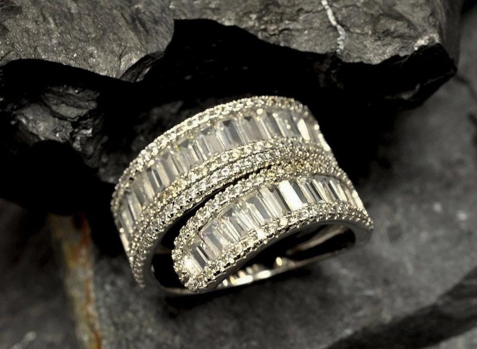 Handmade Zircon Silver Ring,925 Sterling Silver Genuine Zircon Ring,Zircon Jewelry Gift for Her, Wedding Ring Gift