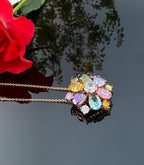 Handmade Rose Quartz Multistone Silver Necklace: Amethyst, Aquamarine, Citrine