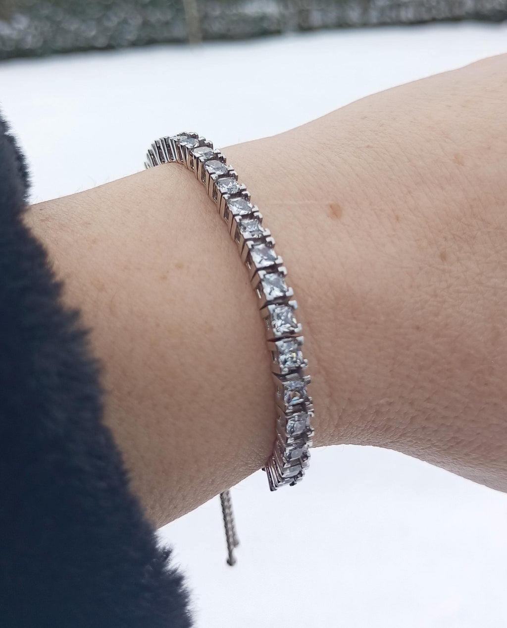 Dazzling Zircon Gemstone Bracelet in 925 Sterling Silver – Handcrafted Adjustable Elegance