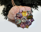Handmade Rose Quartz Multistone Silver Necklace: Amethyst, Aquamarine, Citrine