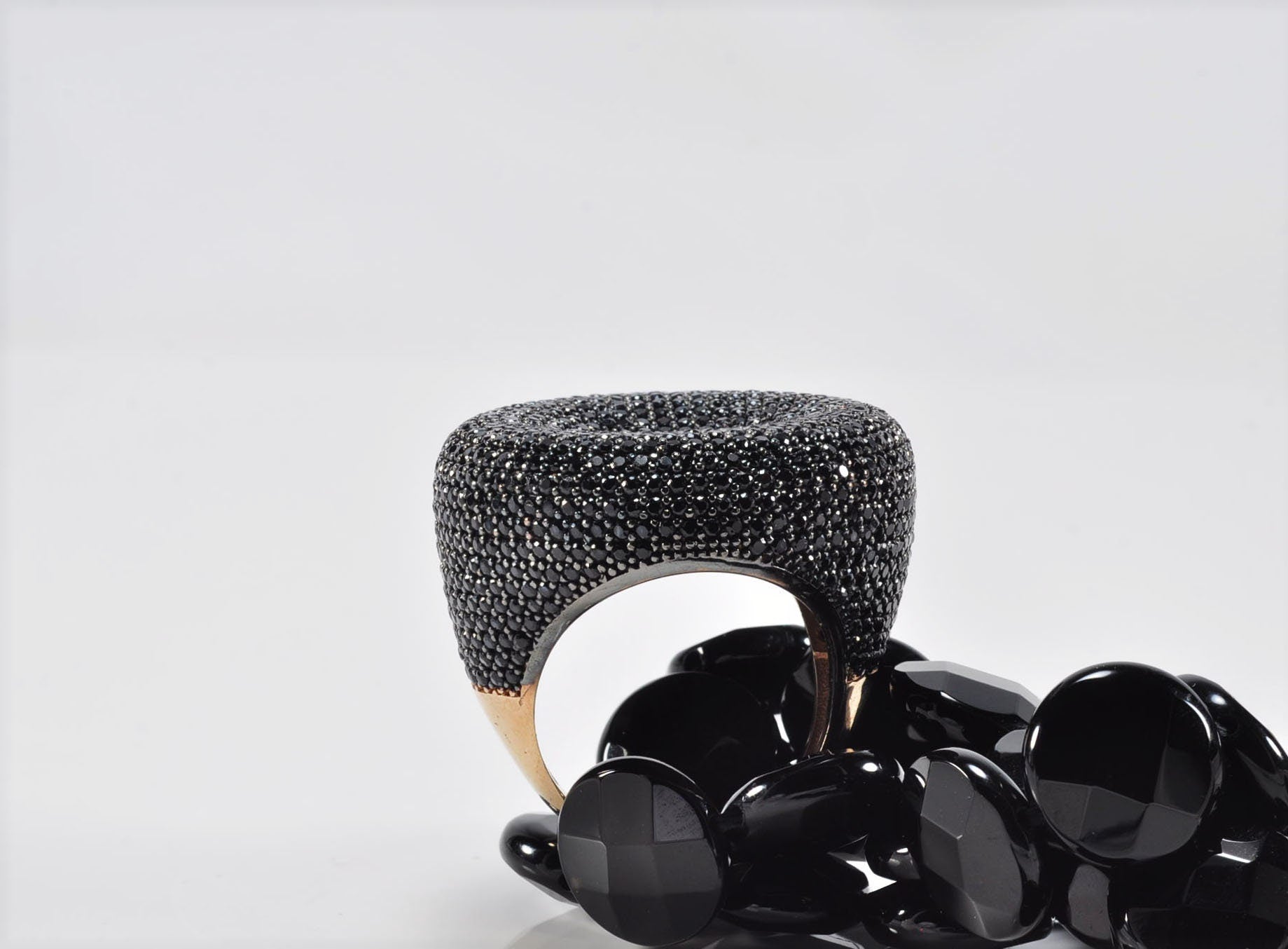 Handmade Black Zircon Rose Silver Ring, Handcrafted Black Zircon Jewelry,Wedding Ring Gift, Anniversary Gift for Her