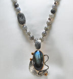 Handmade Sterling Silver Necklace, Labradorite Zircon Gemstone Jewelry