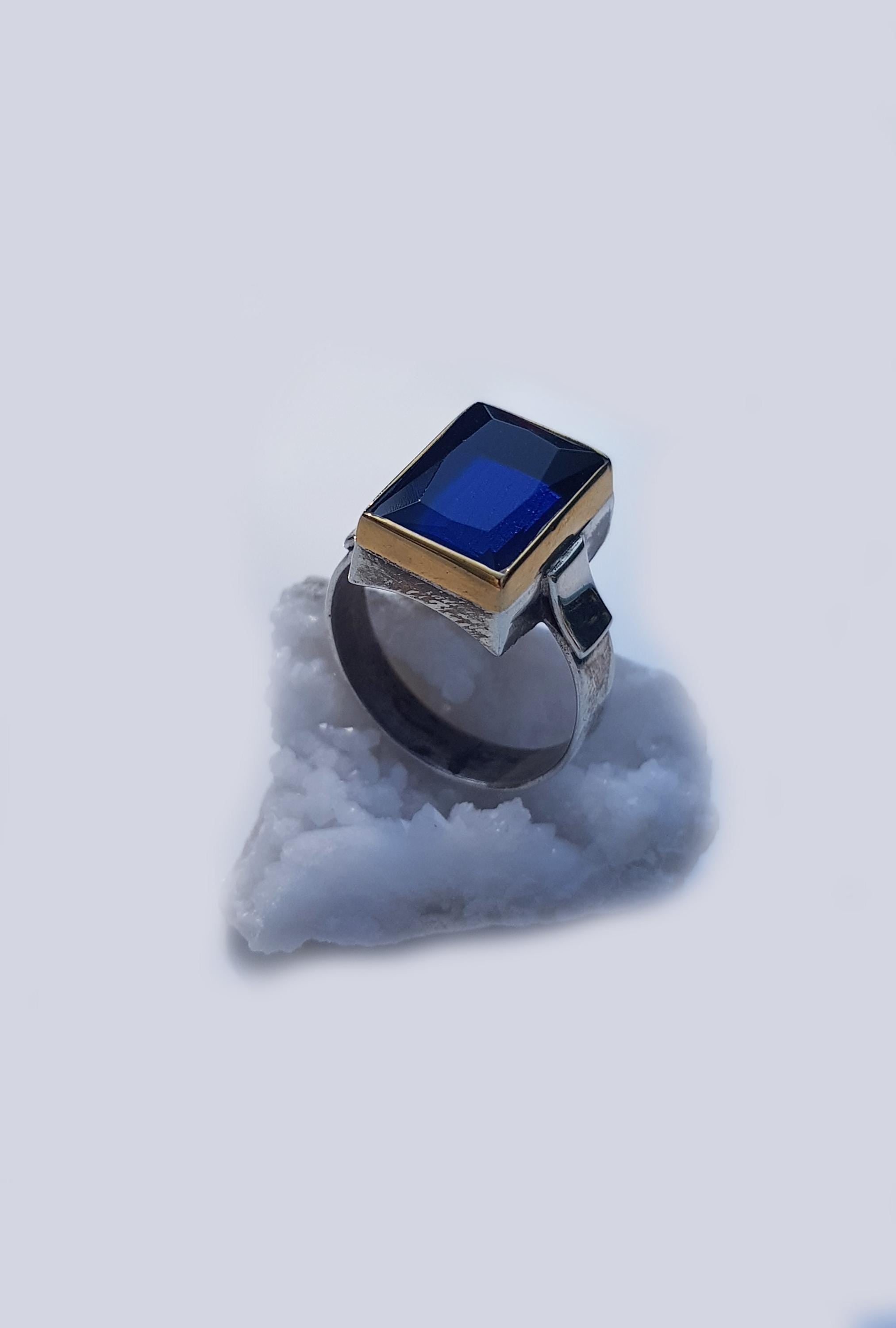 Handmade Sapphire Ring: 925 Sterling Silver Wedding Band