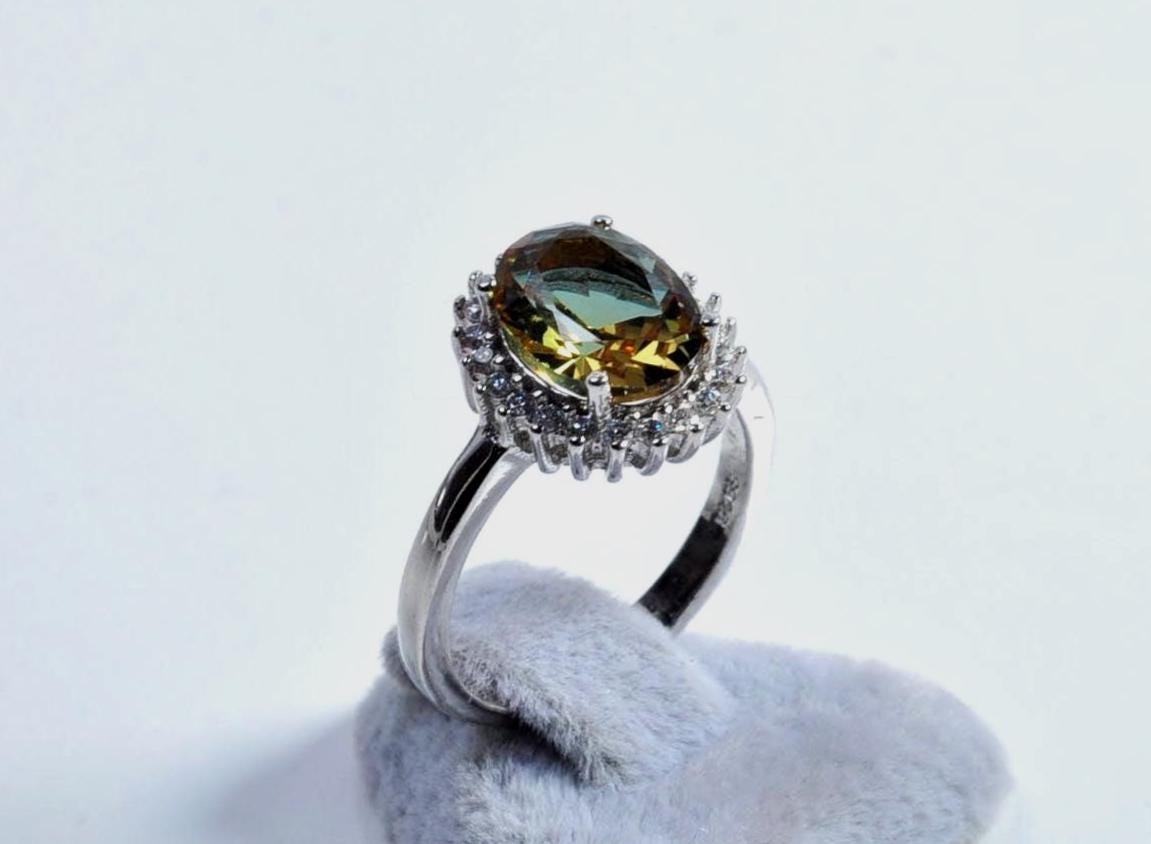 Handmade Sultanite and Zircon Ring in Sterling Silver, Elegant Color‑Changing Gemstone Jewelry