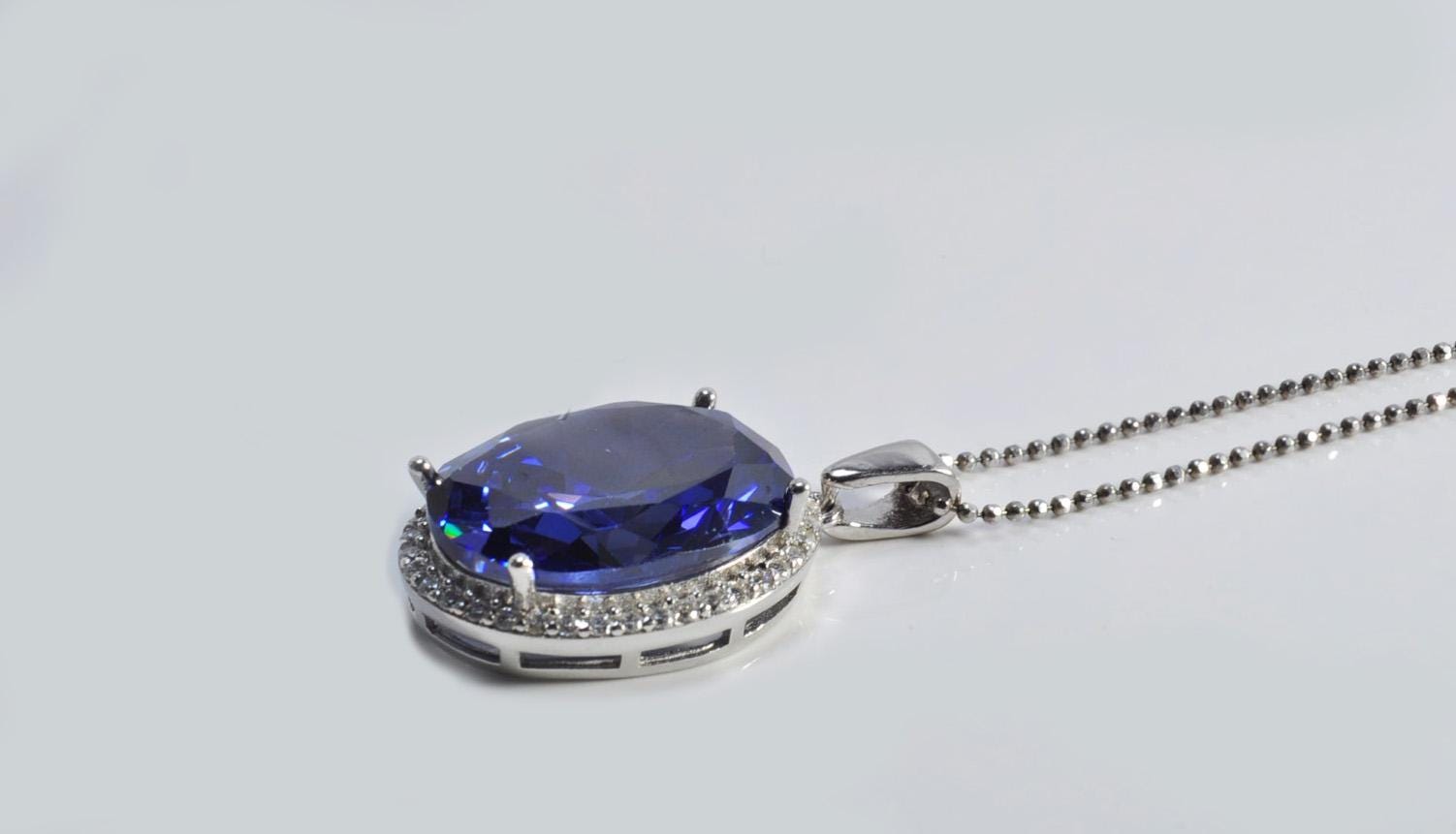 Handmade Sapphire Sterling Silver Necklace, September Birthstone Pendant