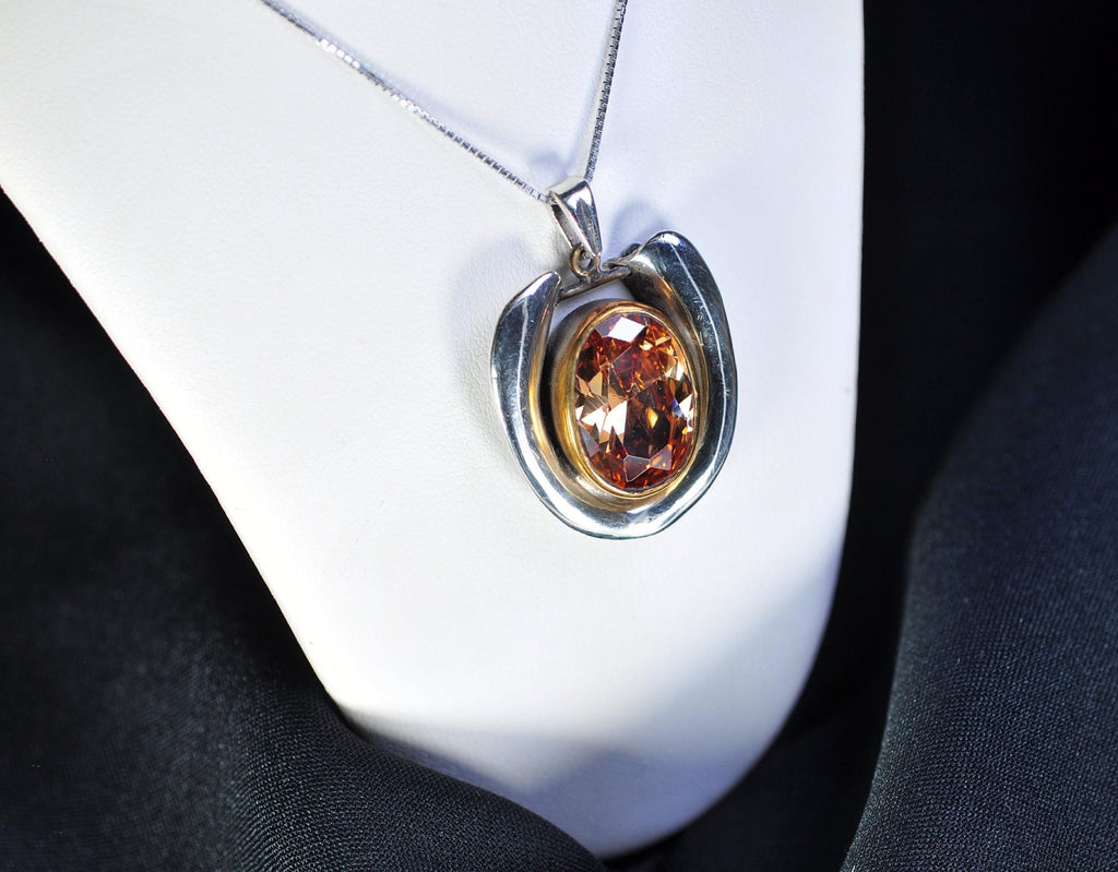 Handmade Genuine Citrine Silver Necklace, Handcrafted Citrine Gemstone Pendant,Gift for Her