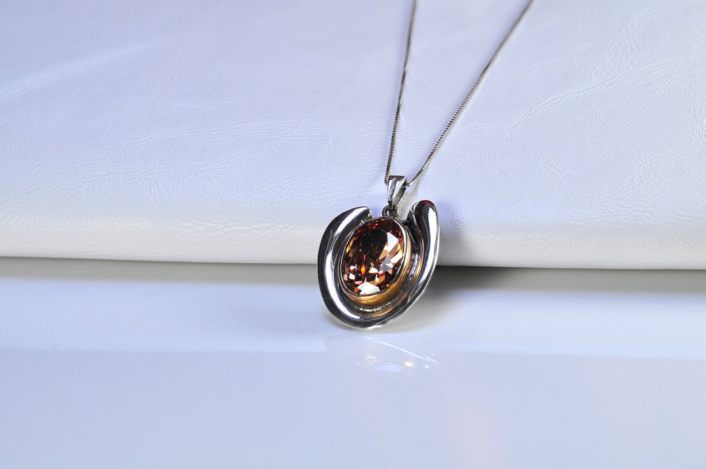 Handmade Genuine Citrine Silver Necklace, Handcrafted Citrine Gemstone Pendant,Gift for Her