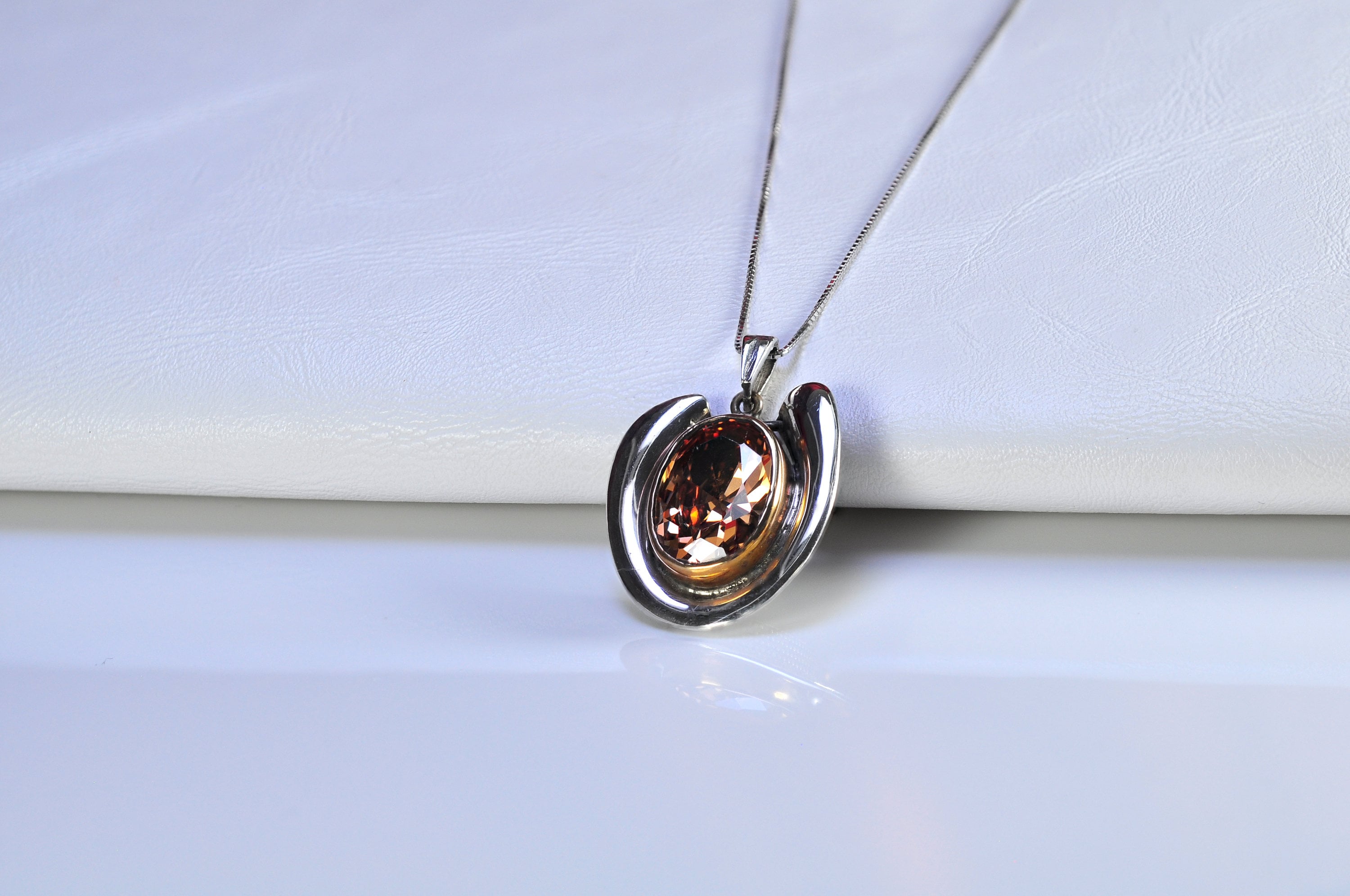 Handmade Genuine Citrine Silver Necklace, Handcrafted Citrine Gemstone Pendant,Gift for Her