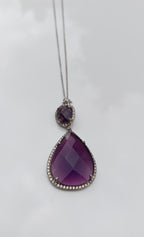 Amethyst & Zircon 925 Sterling Silver Necklace - Handmade