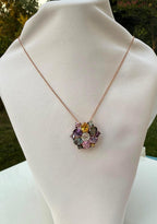 Handmade Rose Quartz Multistone Silver Necklace: Amethyst, Aquamarine, Citrine