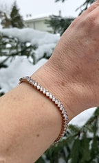 Handmade Genuine Zircon Gemstone Rose Silver Bracelet, Zircon Bracelet Jewelry,Handcrafted, Gift For Her, Wedding Gift