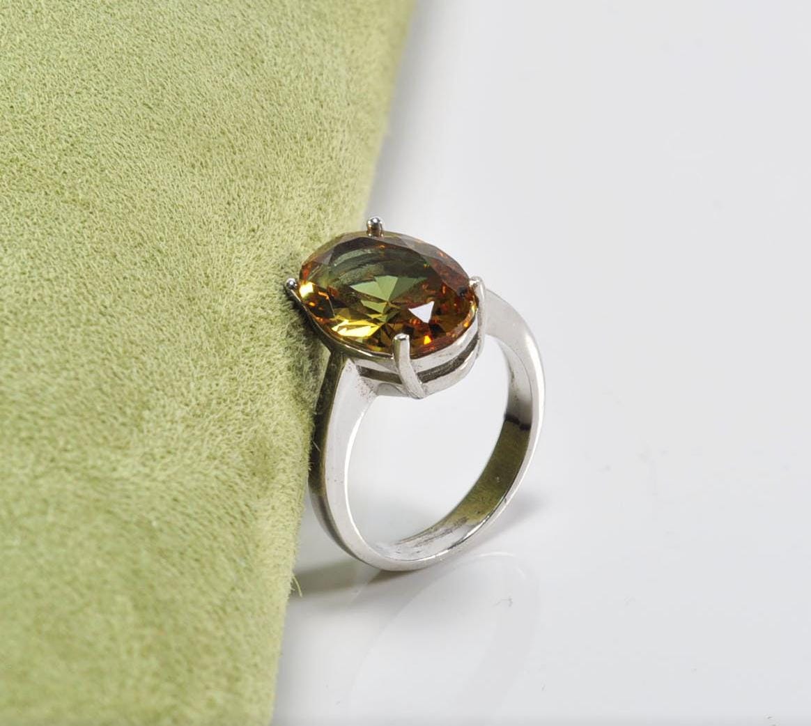 Handmade Sultanite Ring: Color Changing Gemstone, Sterling Silver