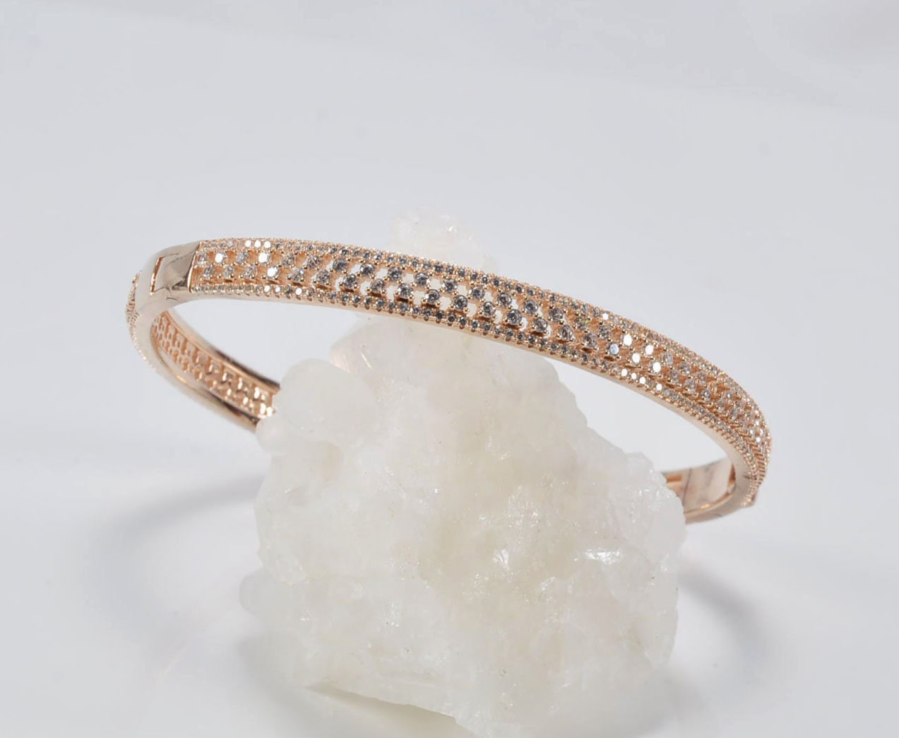 Handmade Genuine Zircon Gemstone Rose Silver Bracelet, Zircon Bracelet Jewelry,Wedding Gift, Anniversary Gift