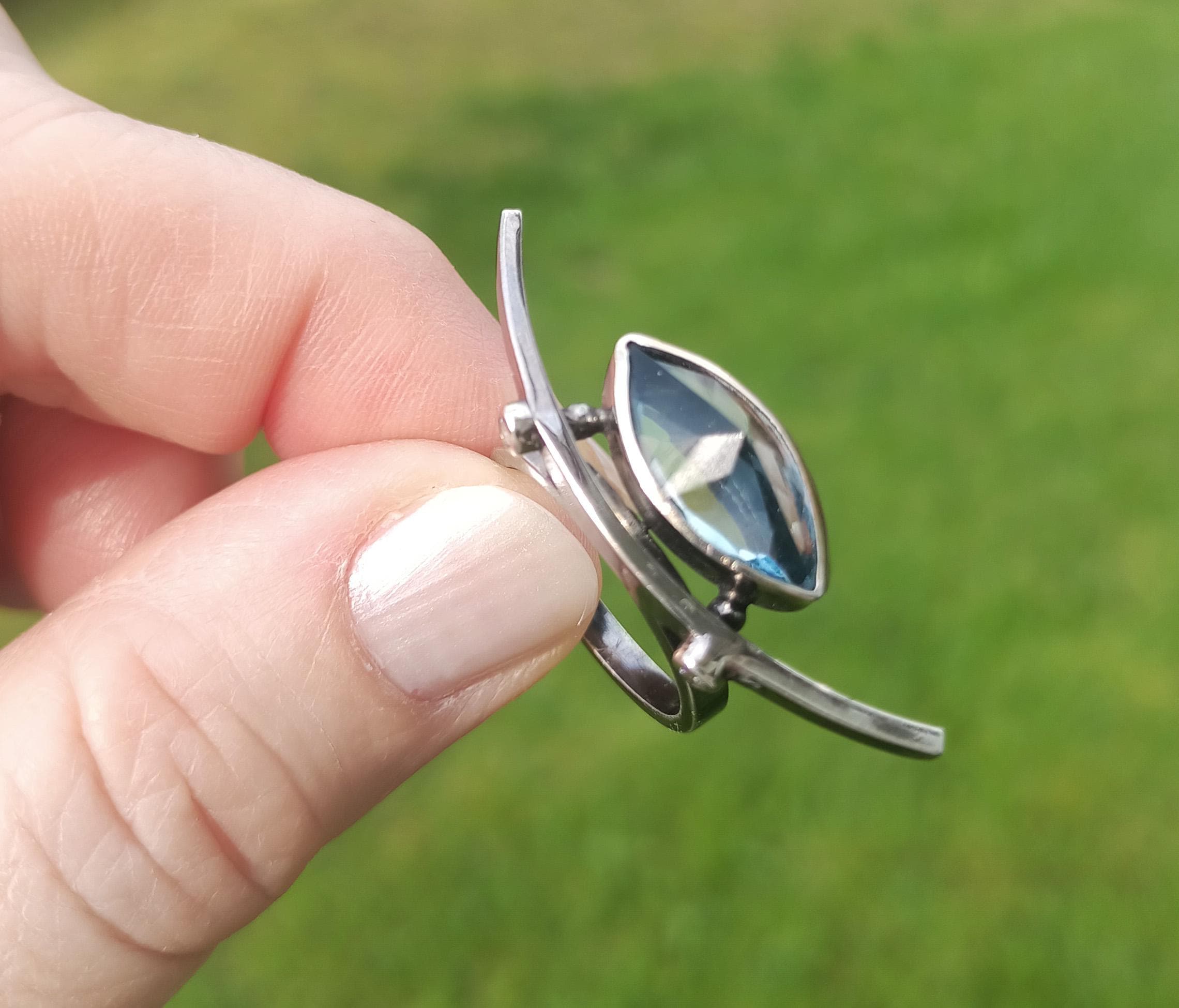 Handmade Aquamarine Ring: 925 Sterling Silver Jewelry Gift