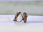 Handmade Genuine Pearl Amber Ruby Silver Ring Jewelry ,Pearl Amber Ruby Gemstone Ring,Multistone Ring Jewelry Gift for her
