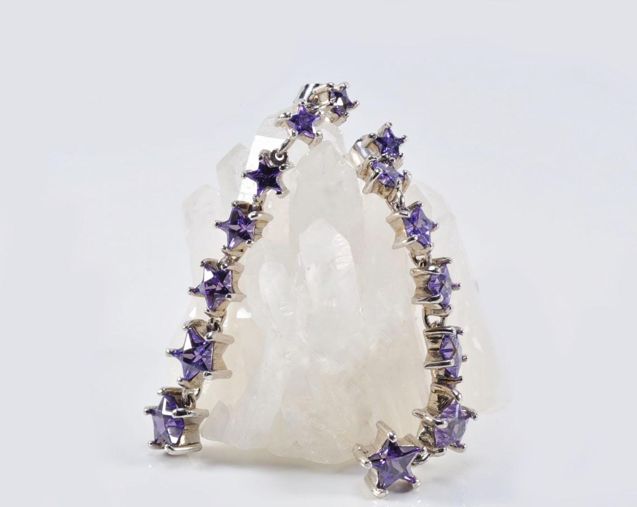 Handmade Amethyst Star Silver Earrings: February Birthstone Jewelry