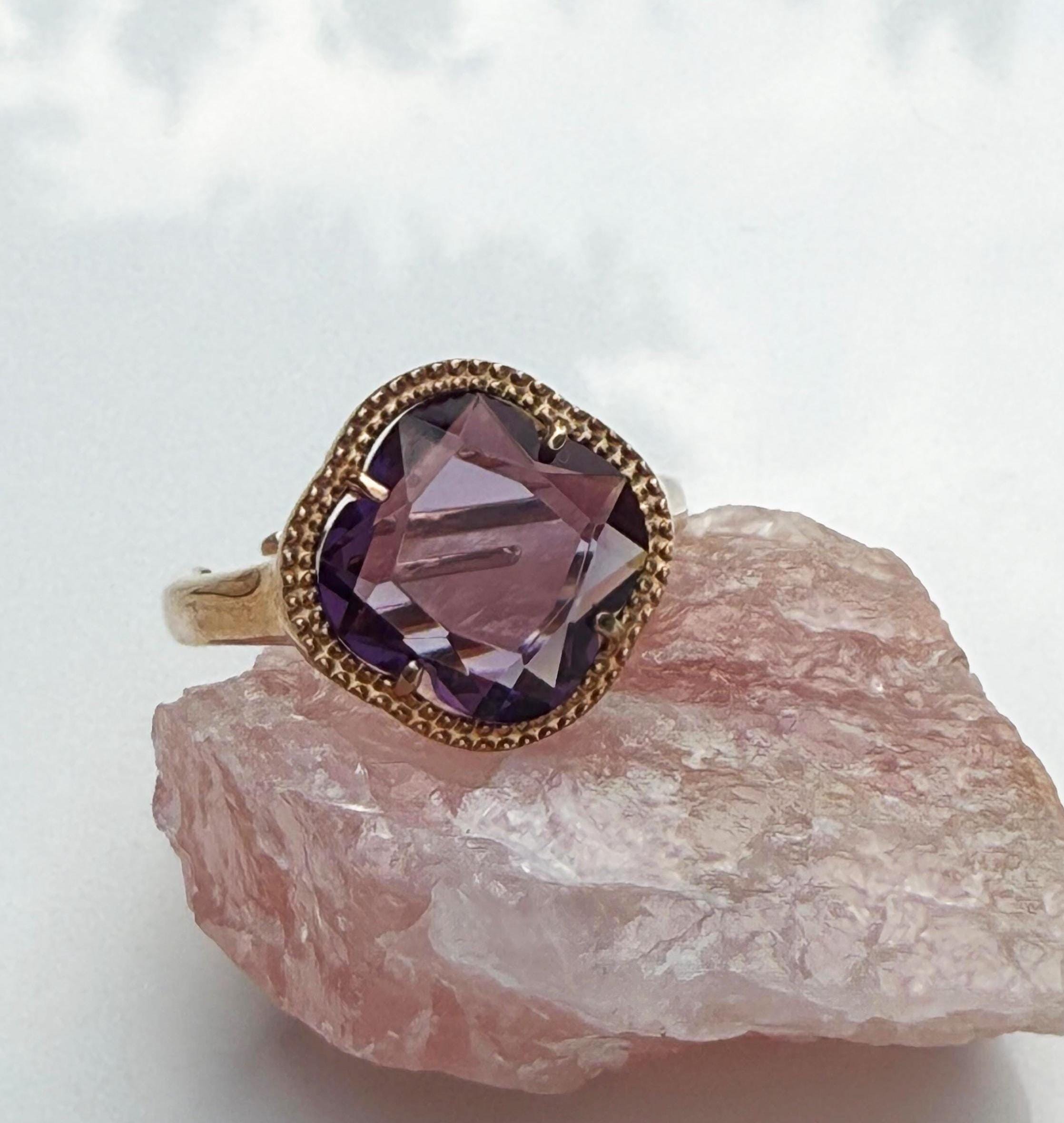 Handmade Amethyst Sterling Silver Ring: Rose Gemstone Jewelry