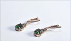 Handmade Emerald Zircon Rose Silver Drop Earrings