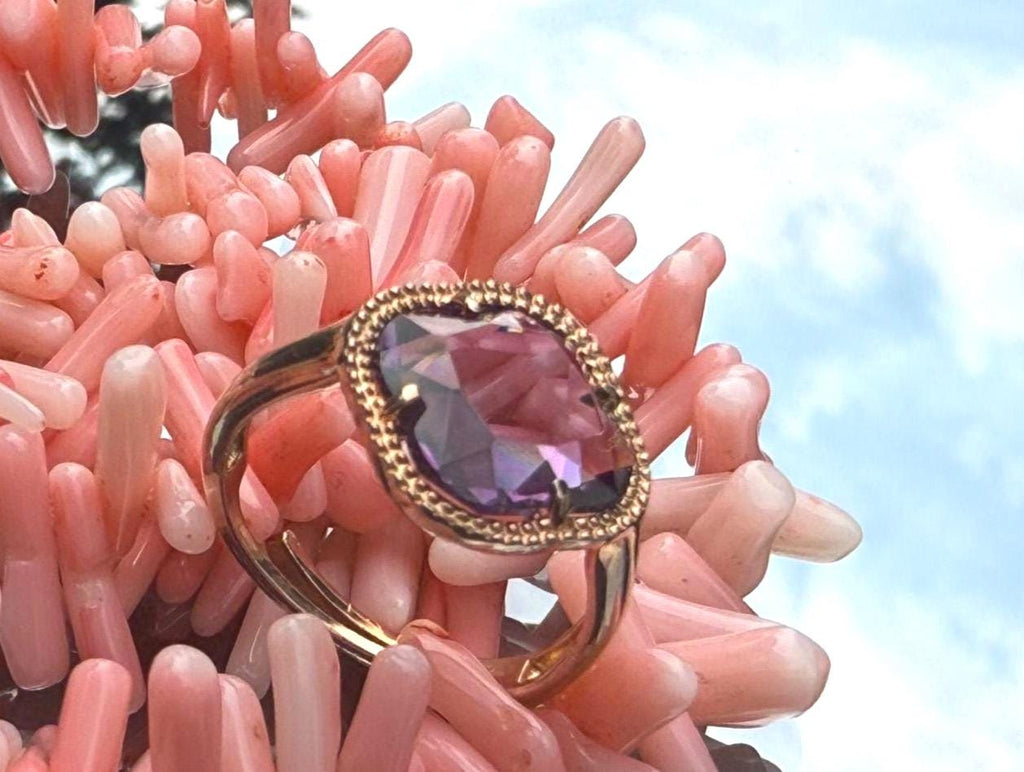 Handmade Amethyst Sterling Silver Ring: Rose Gemstone Jewelry