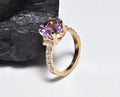 Handmade Genuine Natural Amethyst Silver Ring,Amethyst Jewelry,Amethyst Rose Silver Band Ring,Gift for Her