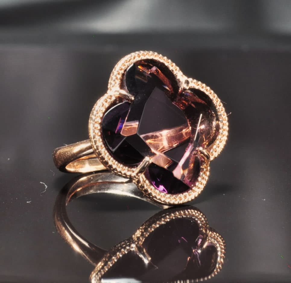 Handmade Genuine Natural Amethyst Silver Ring,Amethyst Jewelry,Amethyst Rose Silver Band Ring,Crystal Cut Ring,Handcrafted,Artist Design