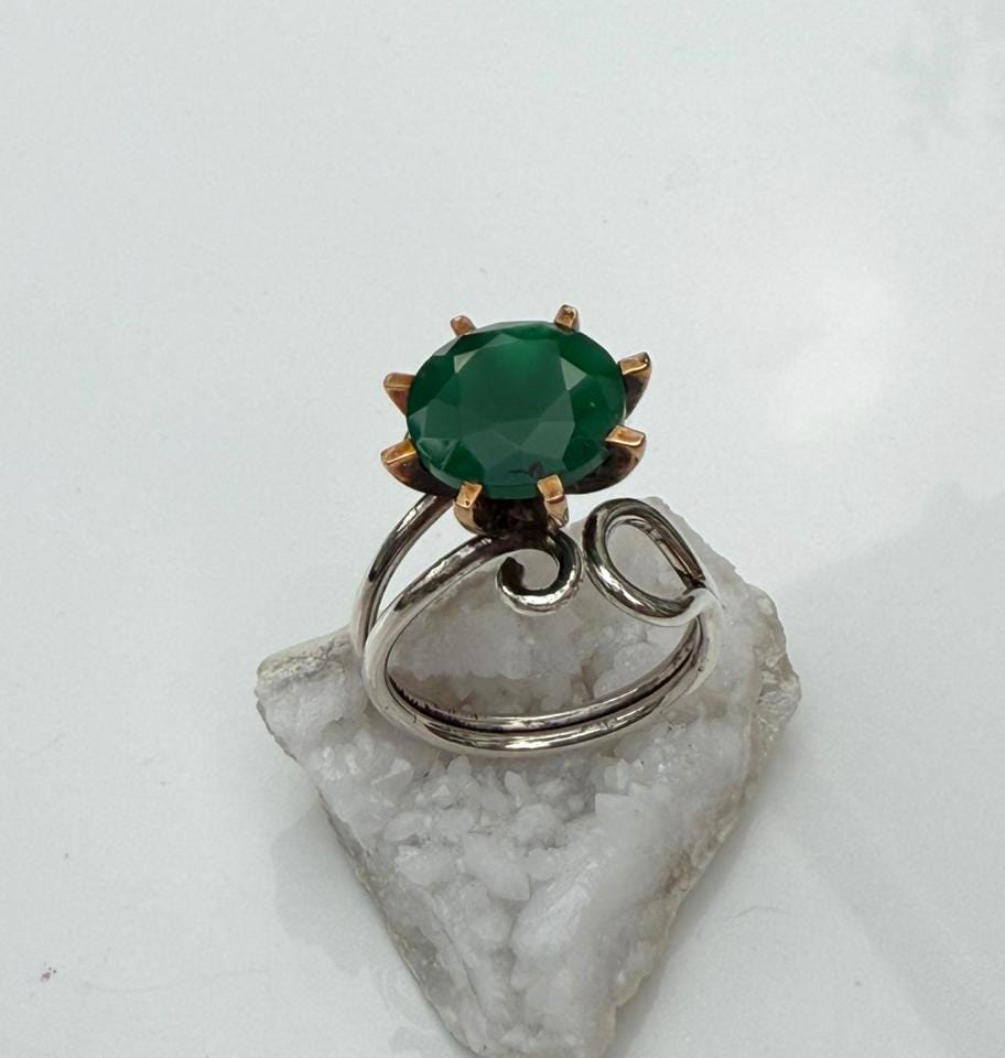 Handmade Green Agate Ring: 925 Sterling Silver, Harmony Jewelry