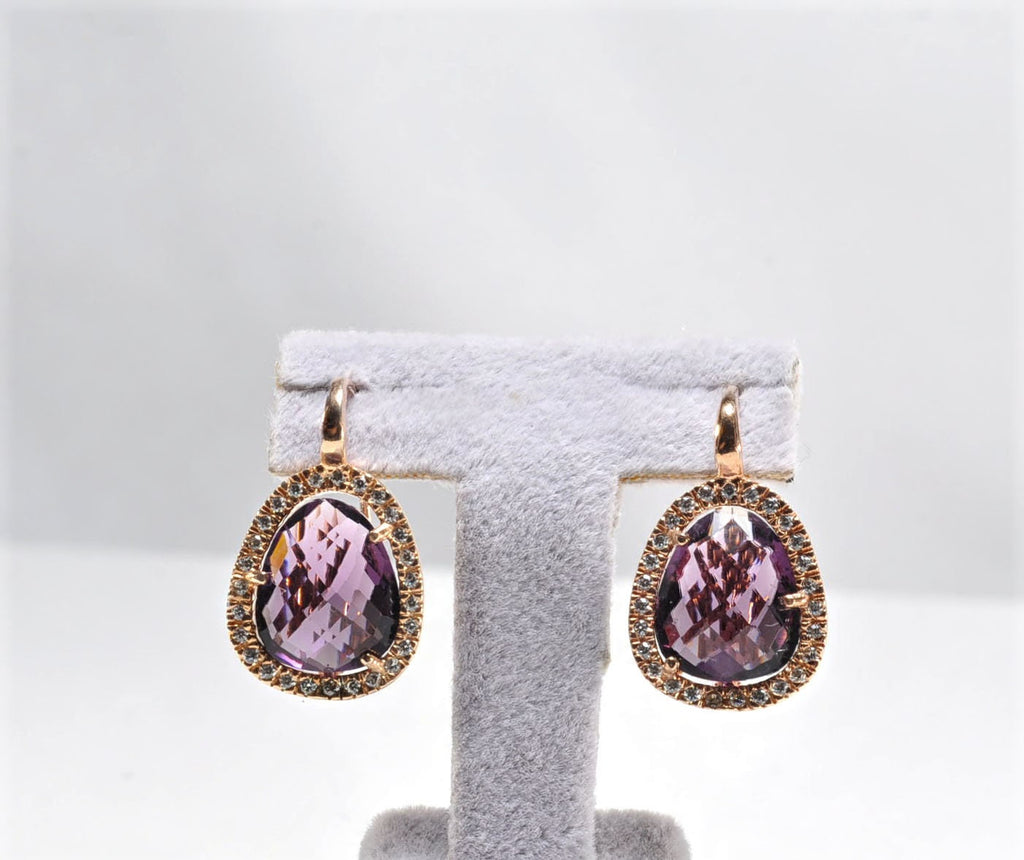 Handcrafted Amethyst & Zircon Silver Earrings: Spiritual Jewelry