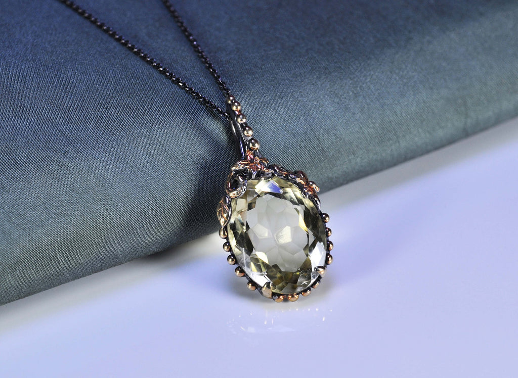 Topaz Silver Necklace,Handmade 925 Sterling Silver Genuine Authentic Necklace,Topaz Gemstone Jewelry Gift for Her