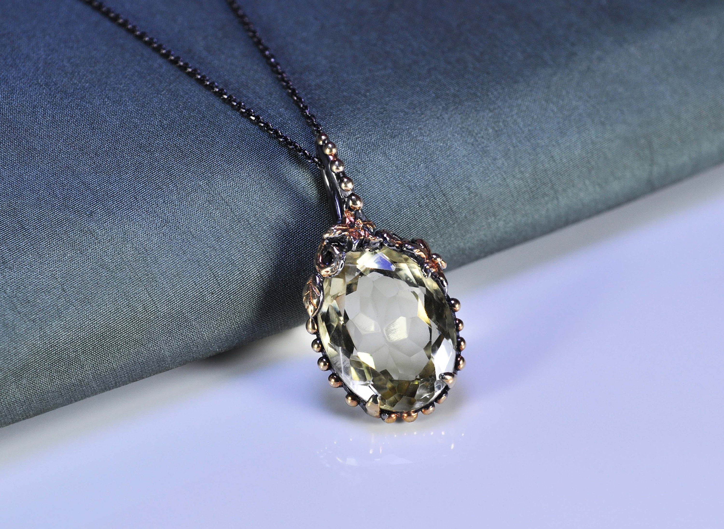 Topaz Silver Necklace,Handmade 925 Sterling Silver Genuine Authentic Necklace,Topaz Gemstone Jewelry Gift for Her