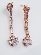 Handmade Genuine Zircon Rose Silver Earring, Handcrafted Zircon Earring Jewelry, Gift for Her