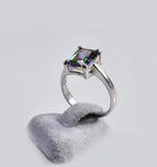 Handmade Genuine Mystic Topaz Silver Ring, Mystic Topaz Sterling Silver Jewelry,Mystic Topaz Gemstone Ring,Anniversary Ring Gift for Her