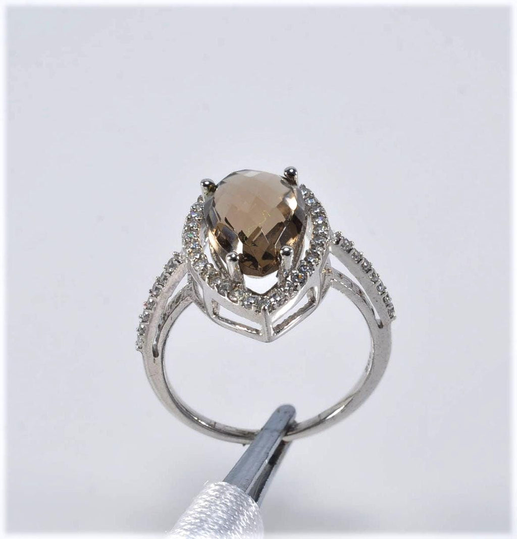 Handmade Citrine and Zircon Silver Ring: Artisan Jewelry Gift