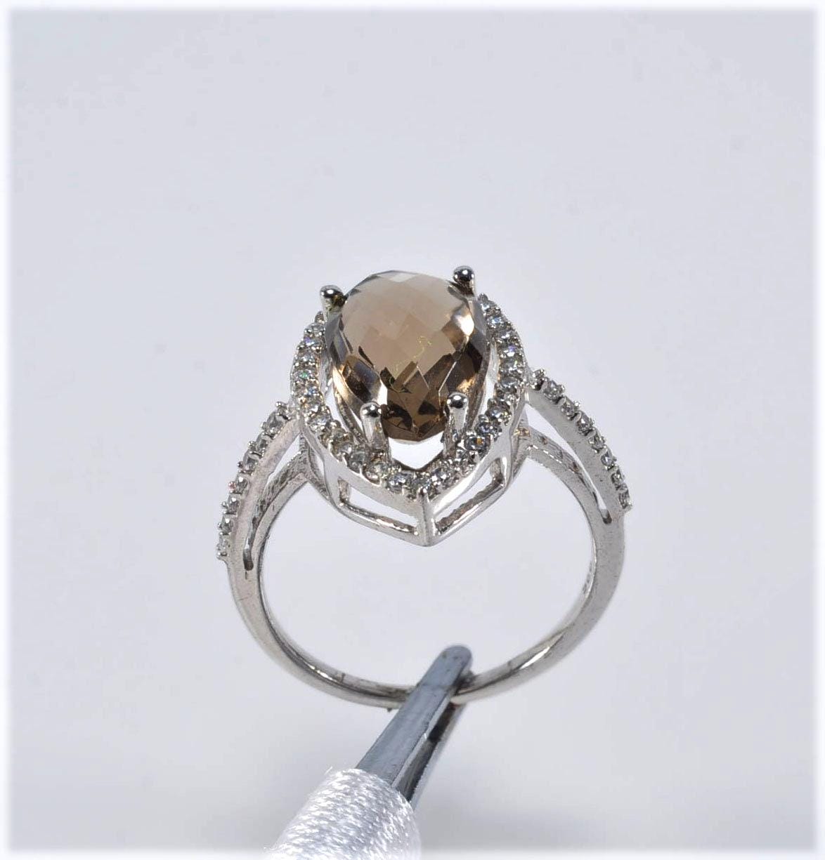 Handmade Citrine and Zircon Silver Ring: Artisan Jewelry Gift