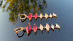 Handmade Rose Silver Earrings: Pink Quartz, Garnet & Opal Gemstone