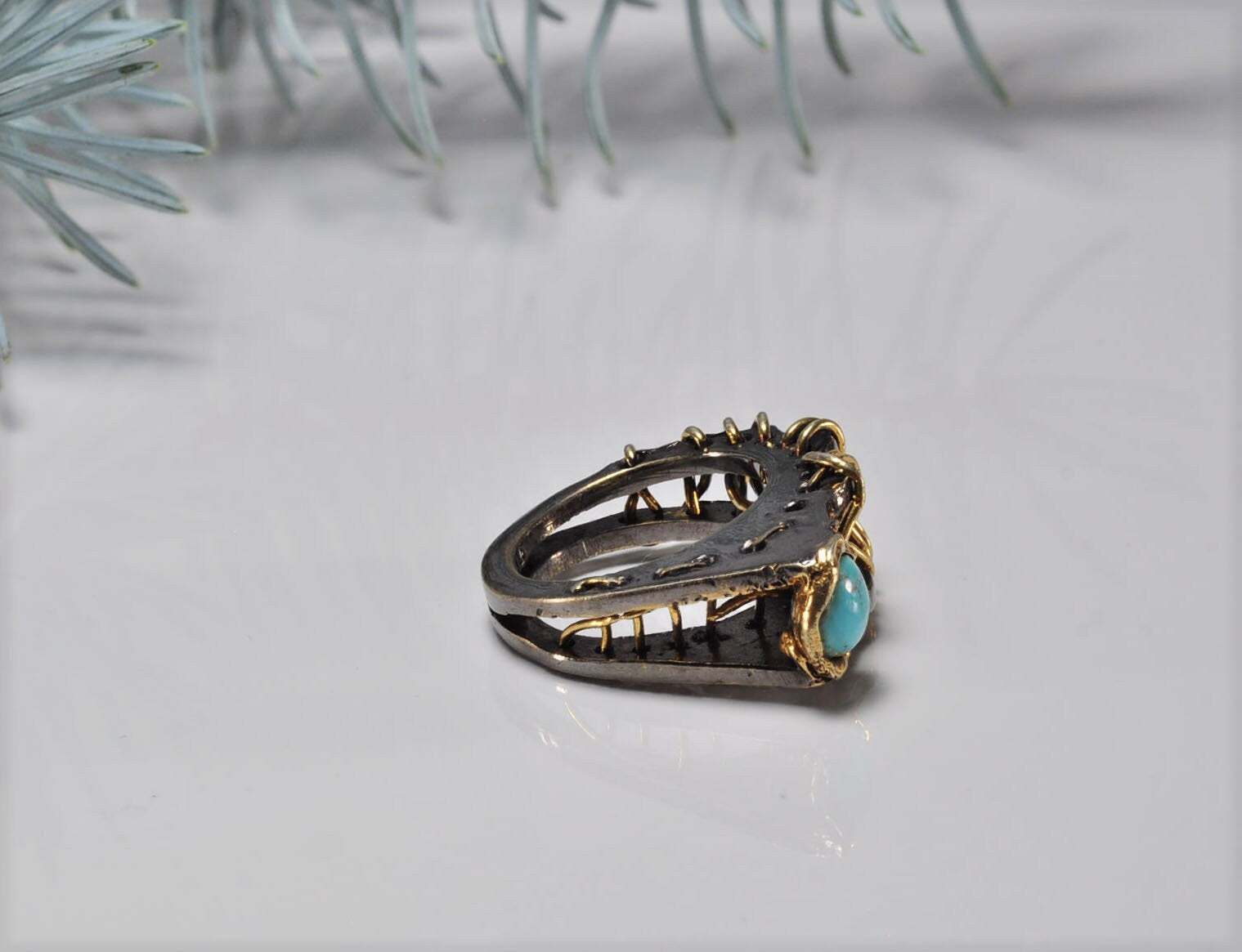 Handmade Turquoise 925 Silver Ring, Artisan Gemstone Jewelry, December Birthstone