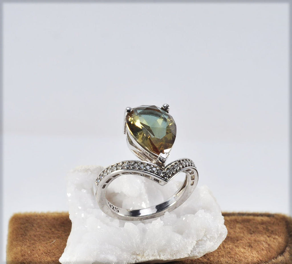 Handmade Color Changing Sultanite and Zircon Silver  Ring, Handcrafted Sultanite Jewelry,Gift for Her