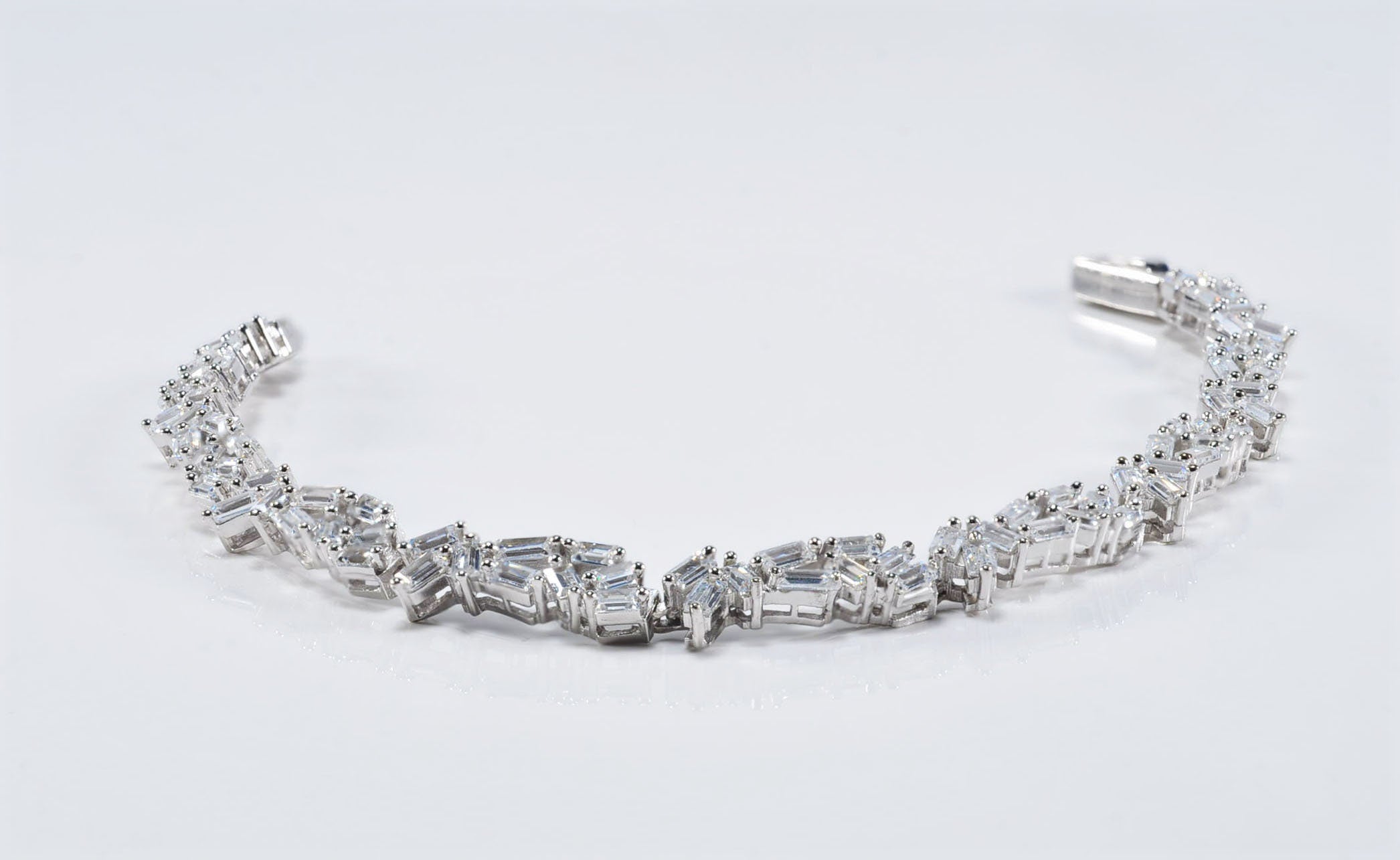 Handmade Genuine Baguette Zircon Gemstone Silver Bracelet, Zircon Bracelet Jewelry,Handcrafted, Gift For Her, Wedding Gift
