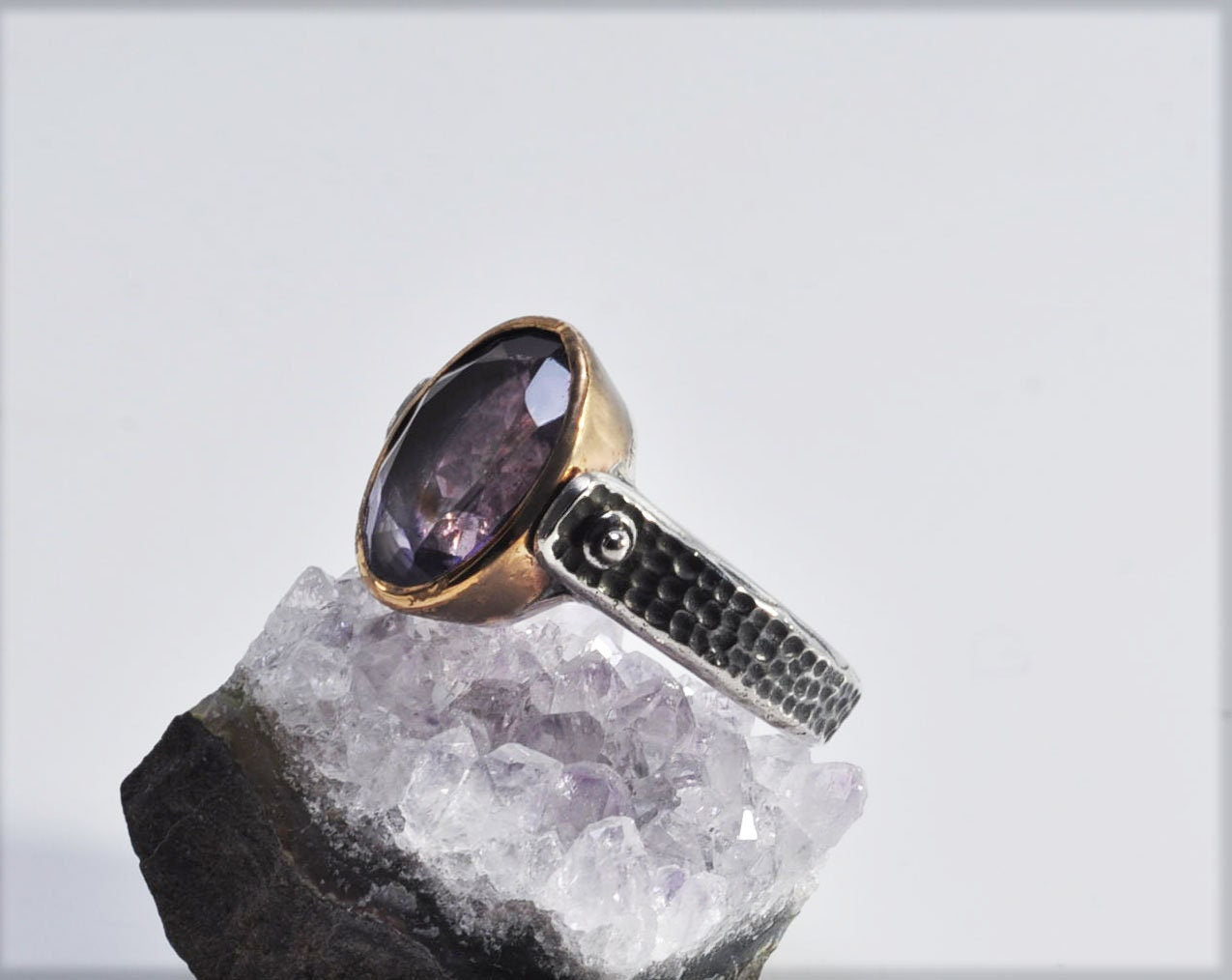 Handmade Genuine Amethyst Silver Ring, Handcrafted Amethyst Jewelry,Wedding Ring Gift, 925 Sterling Silver Amethyst Ring,Gift for her