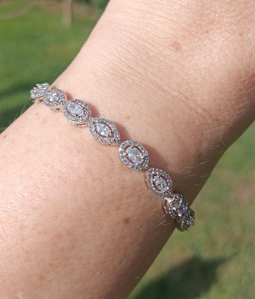Handmade Genuine Zircon Gemstone Silver Bracelet, Zircon Bracelet Jewelry,Handcrafted, Gift For Her, Wedding Gift