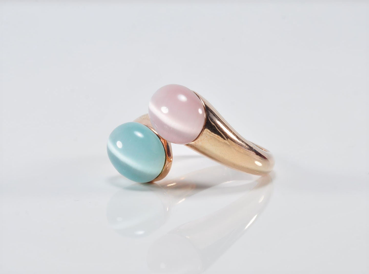 Handmade Cat's Eye Rose Silver Ring, Handcrafted Cat's Eye Jewelry, 925 Sterling Rose Silver Band Cat's Eye Ring,Wedding Ring Gift