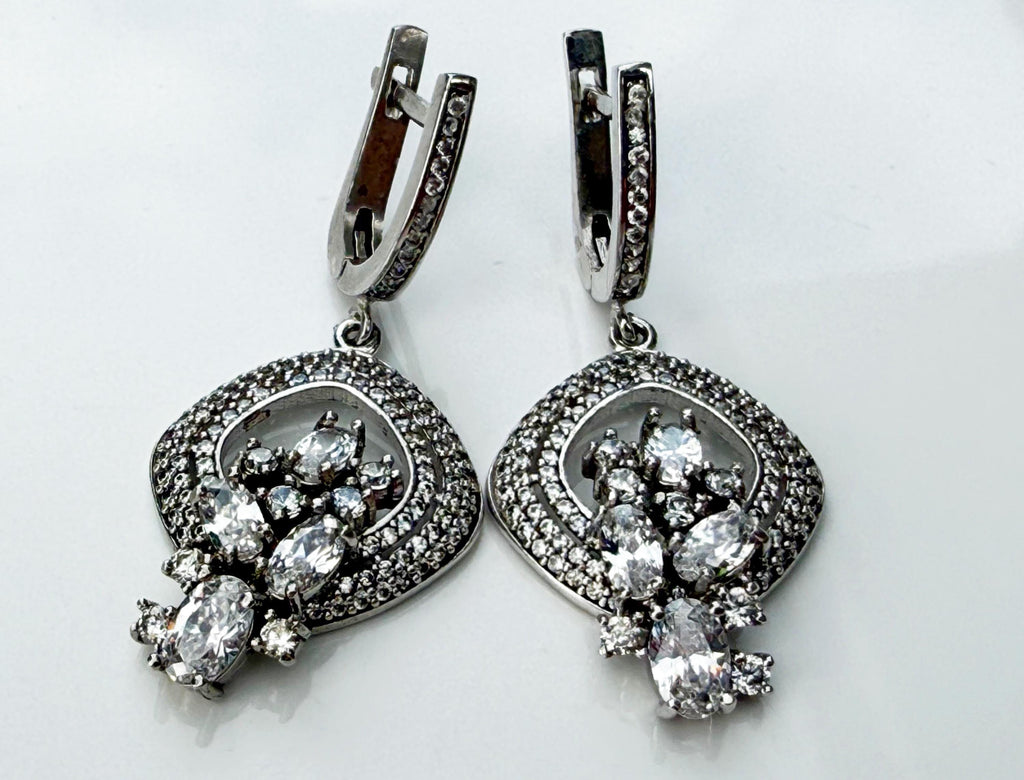 Handmade Sterling Silver Zircon Earrings: December Birthstone Jewelry