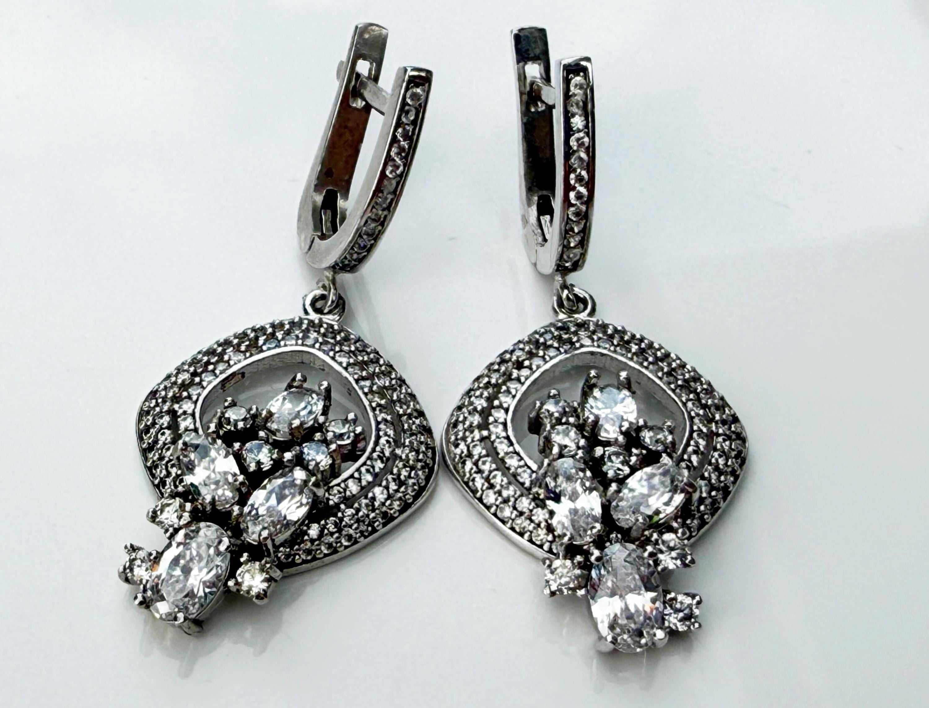 Handmade Sterling Silver Zircon Earrings: December Birthstone Jewelry