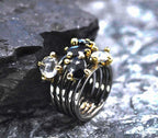 Handmade Genuine Onyx and Quartz Silver Ring,Onyx and Quartz Jewelry , Onyx Quartz Gemstone Ring, Handcrafted Onyx Ring Gift for Her