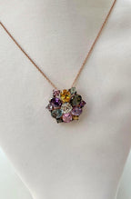 Handmade Rose Quartz Multistone Silver Necklace: Amethyst, Aquamarine, Citrine