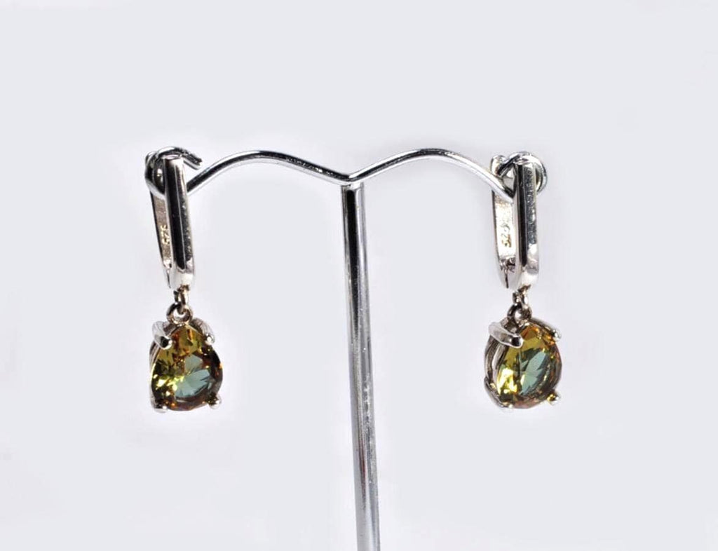 Handmade Sultanite Drop Earrings in Sterling Silver, Color‑Changing Gemstone Jewelry