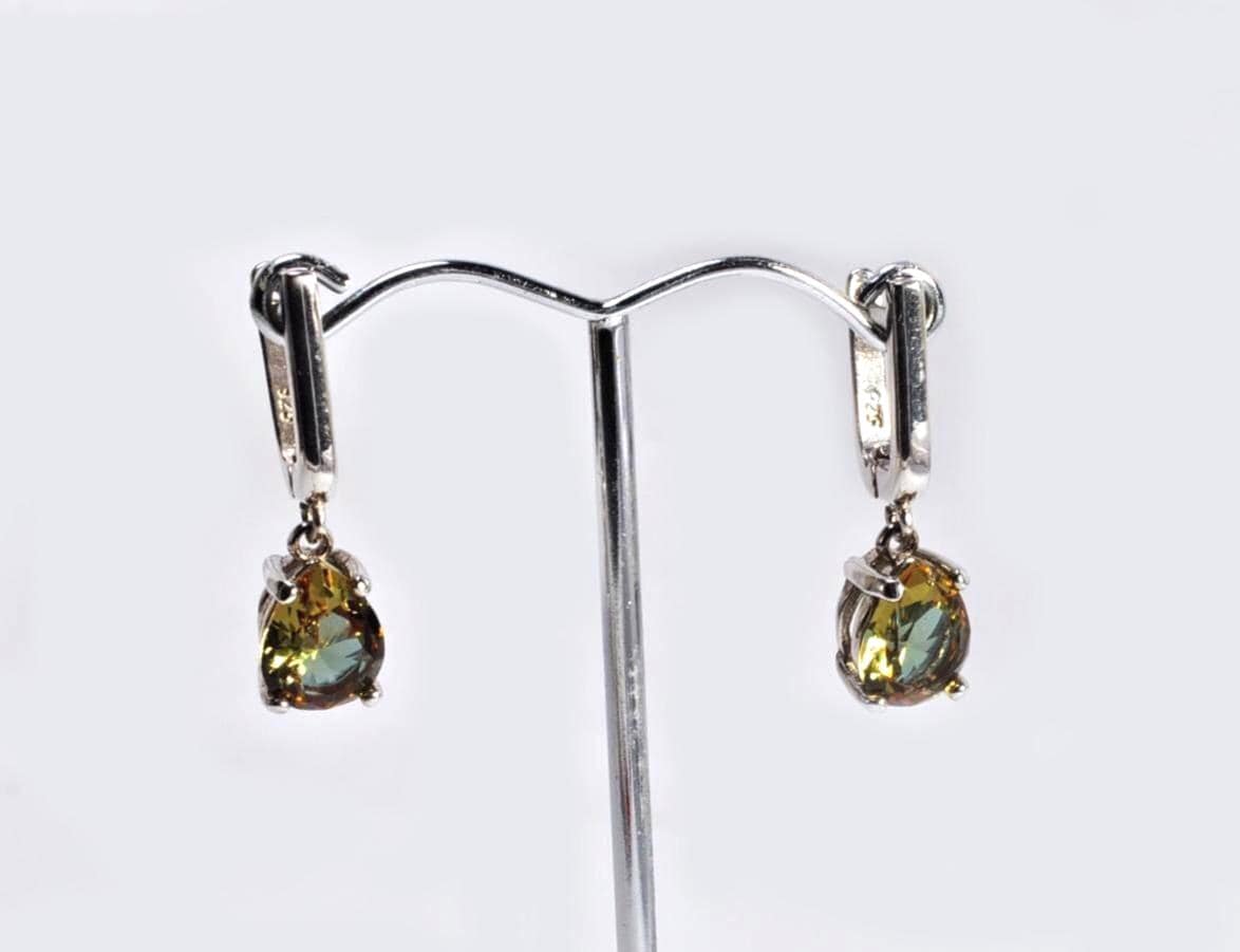 Handmade Sultanite Drop Earrings in Sterling Silver, Color‑Changing Gemstone Jewelry