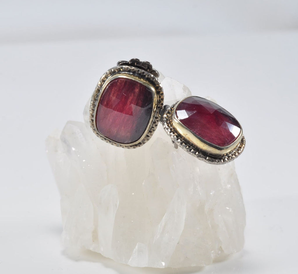 Handmade Genuine Natural Ruby Silver Earring,Ruby Earring Jewelry,Handcrafted Earring Gift for Her