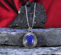 Handmade Genuine Natural Lapis Lazuli Silver Necklace,Lapis Lazuli Jewelry,Lapis Lazuli Gemstone Necklace,Oval Cut Pendant,Handcrafted